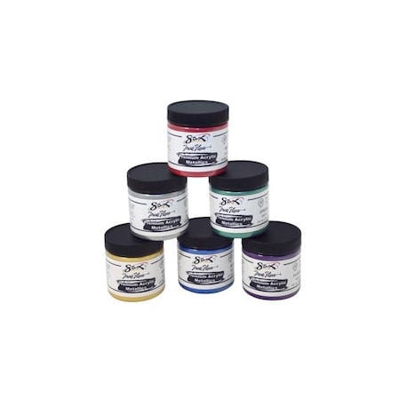 Chroma Acrylics 1592741 Premium Heavy-Bodied Acrylic Metallics Paint; 4 Oz Jars; Set Of 6